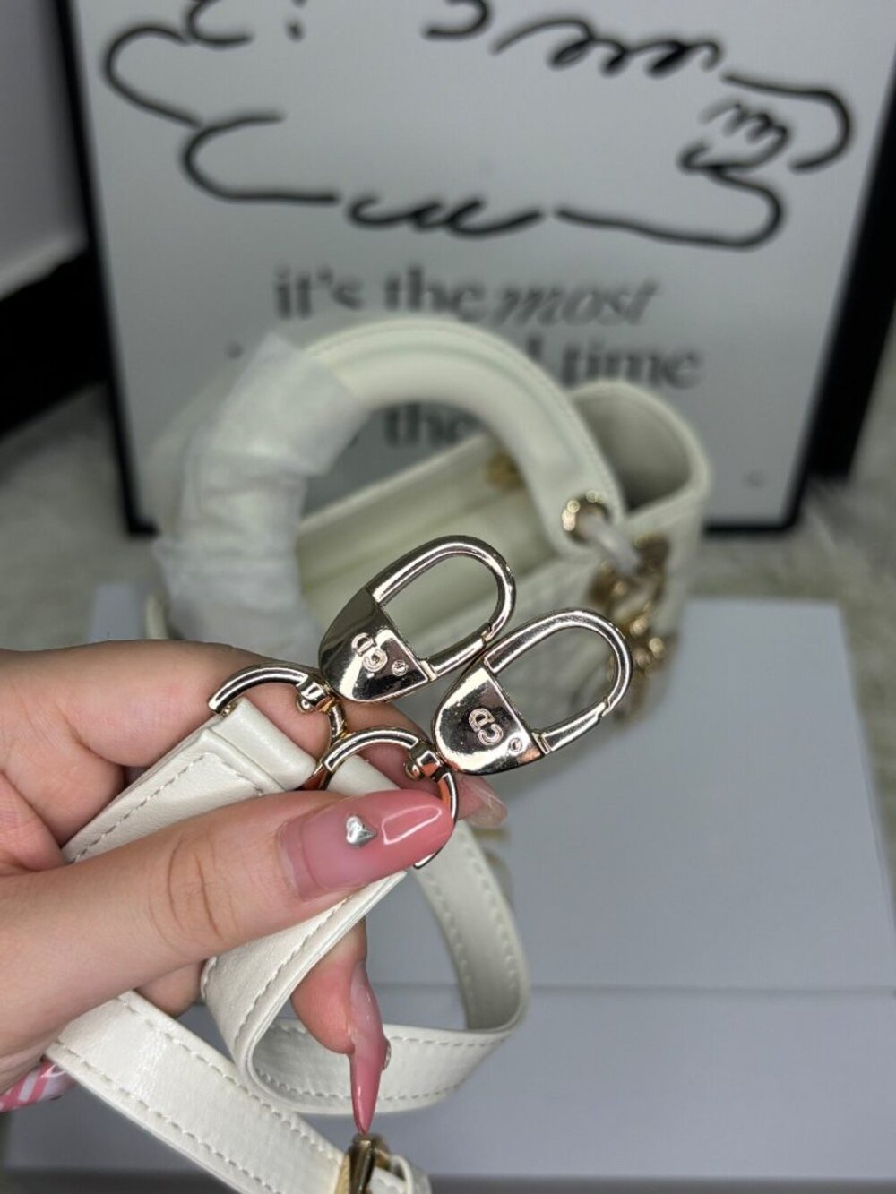 Small Lady Dior My ABCDiormodel in Latte Cannage Lambskin - Picture 8 of 8